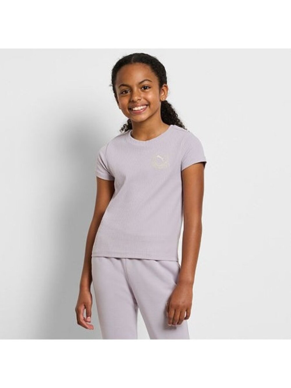 Puma Big Kid Girls Ribbed Graphic T Shirt Purple Size M 8-10